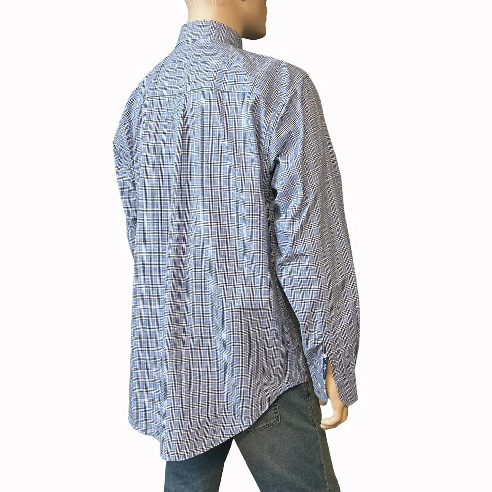 Bobby Jones Long Sleeve Shirt Dress Casual Sky Blue Plaid Button Down Collar - Picture 6 of 15